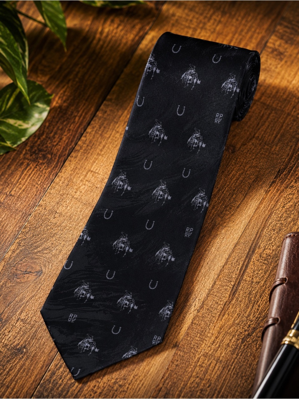 VTG 1999 Rockmount Ranch Wear Broncs & Horseshoes Silk Tie Limited Ed. #1163 USA